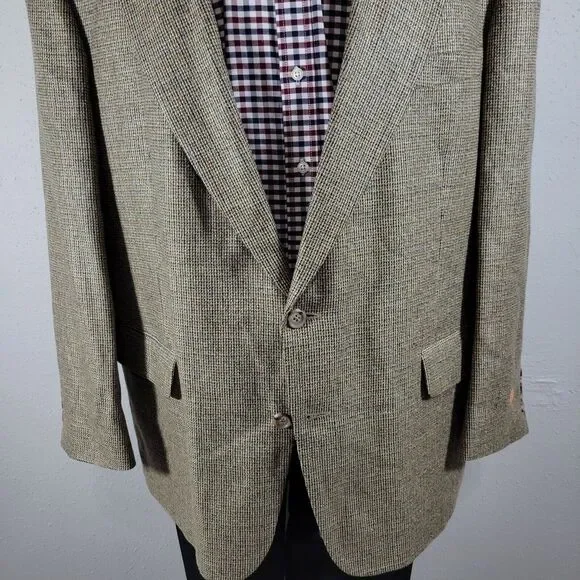 Robert Stock Men's Sport Coat Blazer Two Button Beige Silk Size about‎ 50R